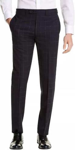 Calvin Klein Men's X-Fit Extra-Slim Fit Infinite Stretch Windowpane Wool Suit Pants (Navy, 32Wx30L) in Saudi Arabia