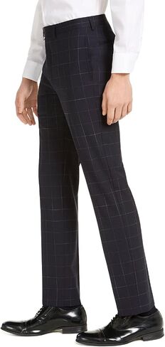 Calvin Klein Men's X-Fit Extra-Slim Fit Infinite Stretch Windowpane Wool Suit Pants (Navy, 32Wx30L) in Saudi Arabia