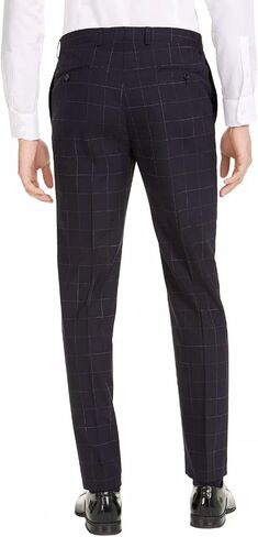 Calvin Klein Men's X-Fit Extra-Slim Fit Infinite Stretch Windowpane Wool Suit Pants (Navy, 32Wx30L) in Saudi Arabia