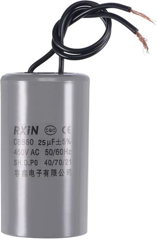 uxcell CBB60 Run Capacitor 25uF 450V AC 2 Wires 50/60Hz Cylinder 75x42mm for Air Compressor Water Pump Motor in Saudi Arabia