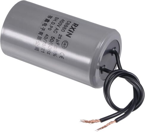 uxcell CBB60 Run Capacitor 25uF 450V AC 2 Wires 50/60Hz Cylinder 75x42mm for Air Compressor Water Pump Motor in Saudi Arabia