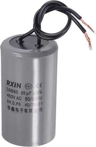 uxcell CBB60 Run Capacitor 25uF 450V AC 2 Wires 50/60Hz Cylinder 75x42mm for Air Compressor Water Pump Motor in Saudi Arabia