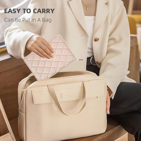 حالة مجوهرات سفر- منظم مجوهرات مجوهرات من الجلد المحمولة القابلة للإزالة مع مقصورات سحابية واضحة للأقراط ، وقلادات ، وحلقات ، وساعات (أبيض كريم) in Kuwait