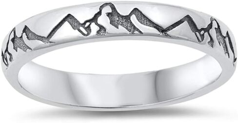 CloseoutWarehouse 925 Sterling Silver Oxidized Mountains Classic Eternity Band Ring in Saudi Arabia