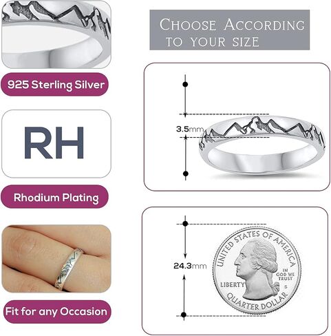 CloseoutWarehouse 925 Sterling Silver Oxidized Mountains Classic Eternity Band Ring in Saudi Arabia