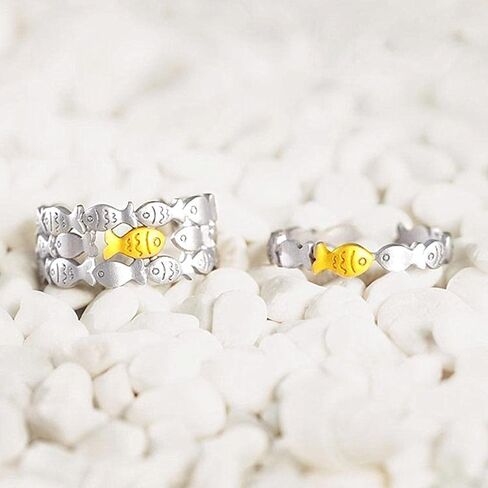 Generic 2PCS Open Heart Inspirational Ring,Swimming Against Current Inspirational Ring,To my Daughter Cute swimming against the current Ring For Women Girl in Saudi Arabia
