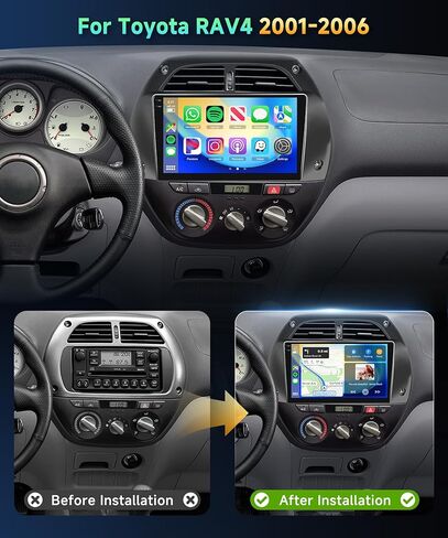 2G+64G for Toyota RAV4 2001-2006 Android Car Stereo with Wireless Car Play Android Auto, podofo 9 inch Touch Screen Car Radio with Bluetooth GPS Navigation HiFi Audio WiFi SWC Backup Camera Mic in Kuwait