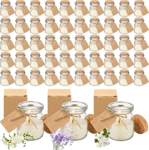 MTLEE 24 Pcs Jars Candle for Guests Wedding Candle Gift Natural Wax Candles with DIY Tag Cards for Bridesmaid Groomsman Baby Shower Party Favors Home Supply Decor (Lemon,Tangerine,Coconut Milk) in Saudi Arabia