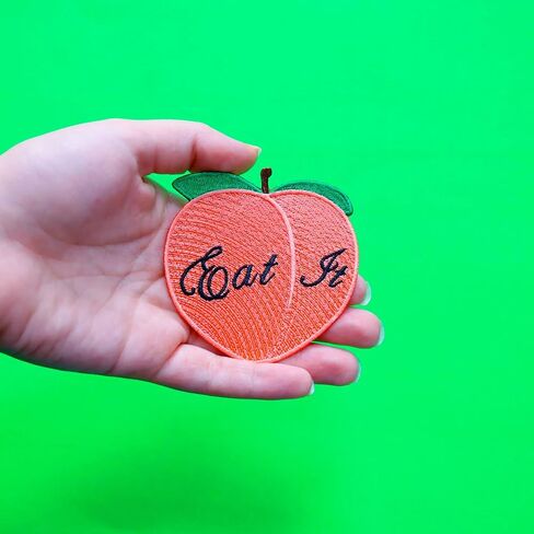 Eat It Peach Patch Butt Embroidered Iron On in Saudi Arabia