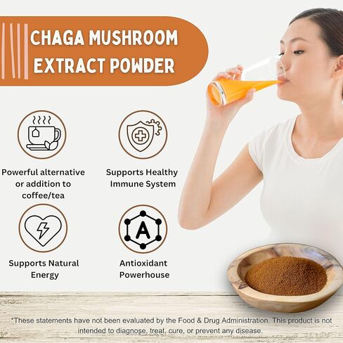 Go Nutra Chaga Mushroom Powder | Chaga Extract 10:1 | 30% Polysaccharides | Mushroom Supplement Superfood, 8 oz. (226 Grams) in Kuwait