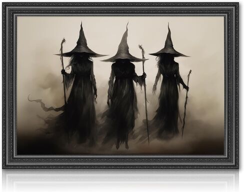JarThenaAMCS Vintage Witch Canvas Wall Art Prints Halloween Rustic Art Poster Dark Academia Gothic Wall Decor for Gallery Living Room Bedroom (UNFRAMED 16 x 24in) in Saudi Arabia
