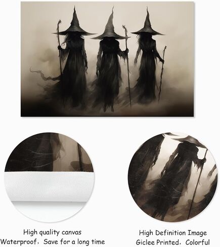 JarThenaAMCS Vintage Witch Canvas Wall Art Prints Halloween Rustic Art Poster Dark Academia Gothic Wall Decor for Gallery Living Room Bedroom (UNFRAMED 16 x 24in) in Saudi Arabia