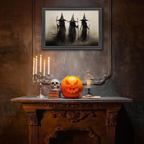 JarThenaAMCS Vintage Witch Canvas Wall Art Prints Halloween Rustic Art Poster Dark Academia Gothic Wall Decor for Gallery Living Room Bedroom (UNFRAMED 16 x 24in) in Saudi Arabia