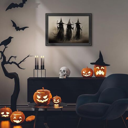 JarThenaAMCS Vintage Witch Canvas Wall Art Prints Halloween Rustic Art Poster Dark Academia Gothic Wall Decor for Gallery Living Room Bedroom (UNFRAMED 16 x 24in) in Saudi Arabia