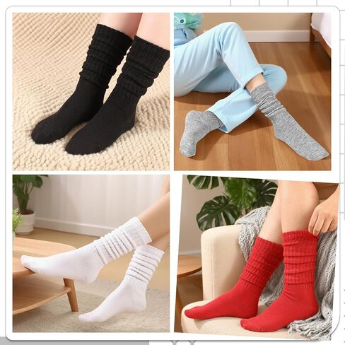 Jspupifip Slouch Socks for Women, Neon Sock 80s Breathable Stacked Scrunchy Socks Extra Long Knit Knee High Scrunch Sock in Saudi Arabia