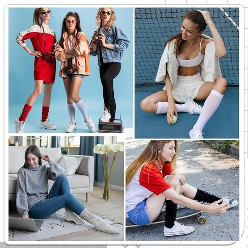 Jspupifip Slouch Socks for Women, Neon Sock 80s Breathable Stacked Scrunchy Socks Extra Long Knit Knee High Scrunch Sock in Saudi Arabia