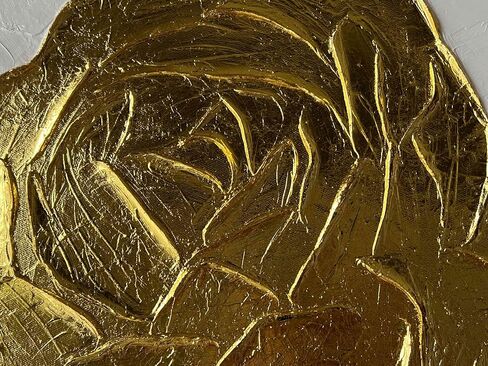 Creespi Hand Painted 3D Gold Floral Wall Art 24x24 inches,Contemporary Abstract Textured Flower Oil Painting On Canvas for Home Decor in Saudi Arabia