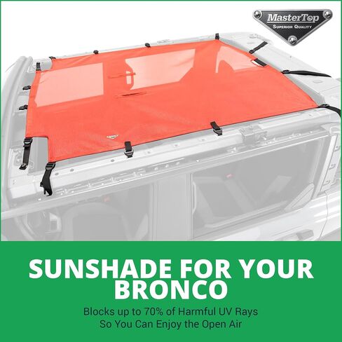 MasterTop Bronco Sunshade Mesh Top - Fits Ford Bronco 4-Door 2021-2023 - Ford Bronco Soft Top Ford Bronco Sun Shade Bronco Bimini Top Bronco Mesh Top Ford Sunshade Bronco Bimini 4 Door (Black) in Saudi Arabia