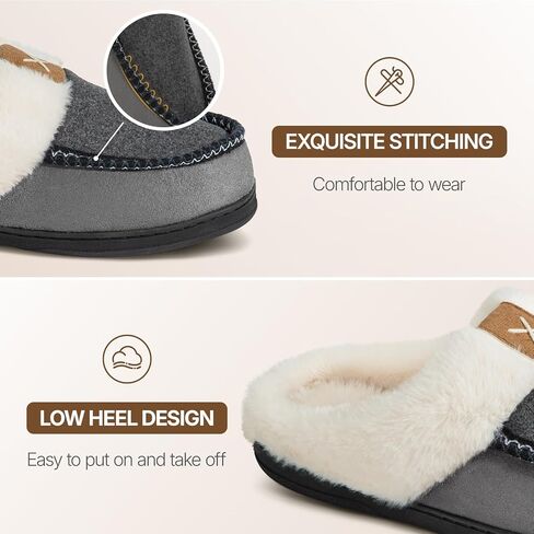 النعال Athmile للرجال moccasins Memory Foam Fluffy Mens slippers تنزلق على منزل أحذية داخلية في الهواء الطلق فخم الصوف غامض مبطن المنزل in Kuwait