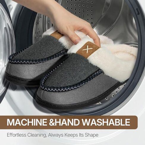 النعال Athmile للرجال moccasins Memory Foam Fluffy Mens slippers تنزلق على منزل أحذية داخلية في الهواء الطلق فخم الصوف غامض مبطن المنزل in Kuwait