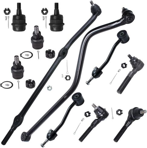 Detroit Axle - Front 11pc Suspension Kit for 1997-2006 Jeep Wrangler TJ, 4 Ball Joints 3 Tie Rods 2 Sway Bars 1 Drag Link 1 Track Bar 1998 1999 2000 2001 2002 2003 2004 2005 Replacement in Saudi Arabia