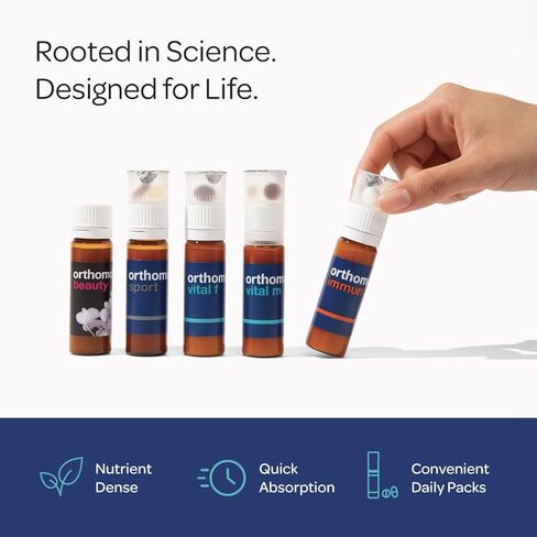 Orthomol Vital M Vial-مكملات فيتامين للرجال لمدة 30 يومًا مع A و B و C و D و E و K و Eodine و Omega-3-يدعم الطاقة والحيوية الذكور in Kuwait