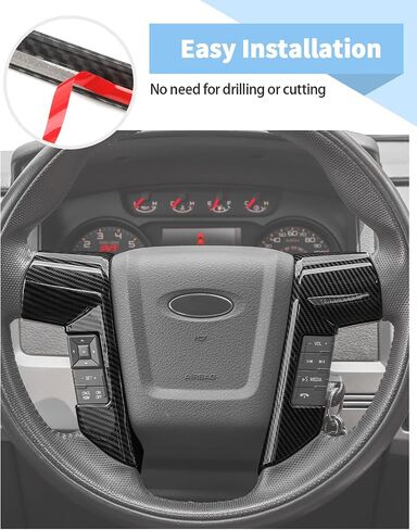 Voodonala Carbon Fiber Interior Trim Kit Compatible with Ford F150 Raptor Accessories 2009-2014, Center Console Dashboard Panel Cover Steering Wheel Trim in Saudi Arabia