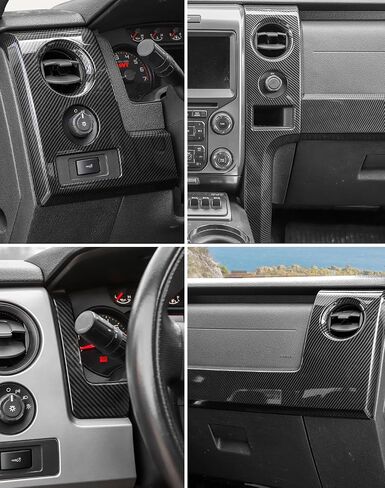 Voodonala Carbon Fiber Interior Trim Kit Compatible with Ford F150 Raptor Accessories 2009-2014, Center Console Dashboard Panel Cover Steering Wheel Trim in Saudi Arabia