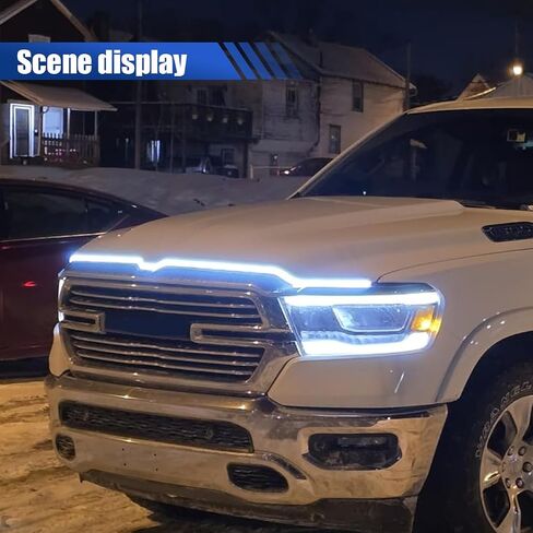 71 Inch Exterior Car LED Hood Light Strip, Flexible Waterproof Dynamic Scan Start Up Hoodbeam Lights, Universal 12V Bright Daytime Running Light Strip for Cars, SUVs, Trucks (White) in Saudi Arabia