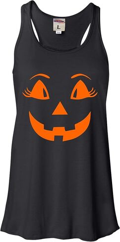 Go All Out Womens Female Jack O Lantern Pumpkin Funny Halloween Sleeveless Tank Top T-Shirt in Saudi Arabia