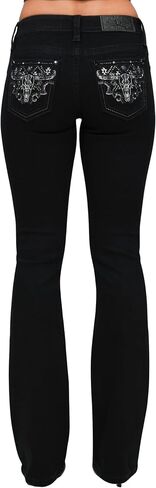 Miss Me Women's Mid-Rise Black Spur Longhorn Western Embellished Bootcut Jeans in Saudi Arabia