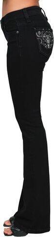 Miss Me Women's Mid-Rise Black Spur Longhorn Western Embellished Bootcut Jeans in Saudi Arabia