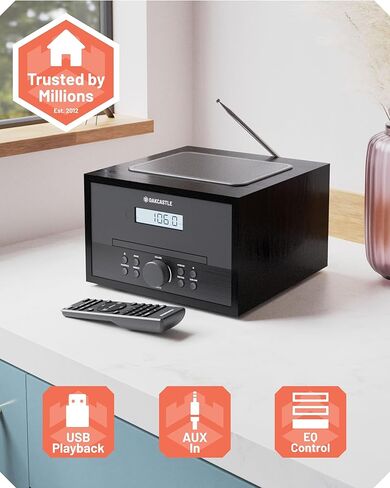 نظام ستيريو بلوتوث 5.2 للمنزل | مشغل أقراص مضغوطة قوي بقدرة 60 وات مع مكبرات صوت ستيريو مدمجة وجهاز تحكم عن بعد | تشغيل USB وAUX، | راديو FM، 30 إعدادًا مسبقًا، هيكل خشبي | أوككاستل HIFI500 in Kuwait