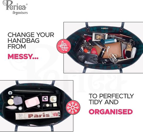 'Aya' Premium Felt Purse Organizer Insert - 2 Sizes Bag Organizer for Handbags (Large, Dove Grey & Charcoal) in Saudi Arabia