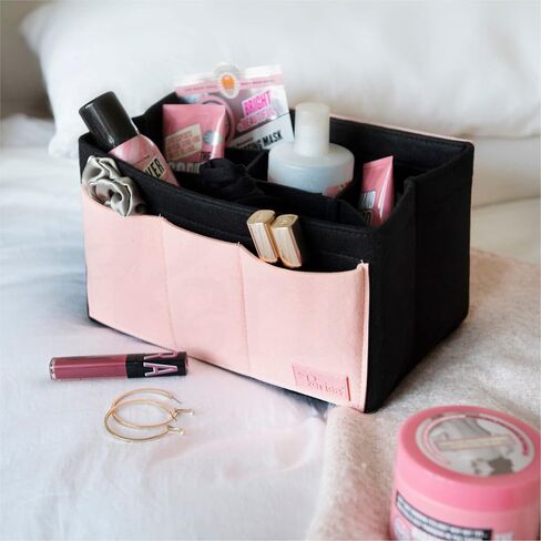 'Aya' Premium Felt Purse Organizer Insert - 2 Sizes Bag Organizer for Handbags (Large, Dove Grey & Charcoal) in Saudi Arabia