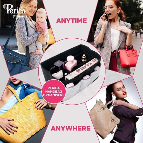 'Aya' Premium Felt Purse Organizer Insert - 2 Sizes Bag Organizer for Handbags (Large, Dove Grey & Charcoal) in Saudi Arabia