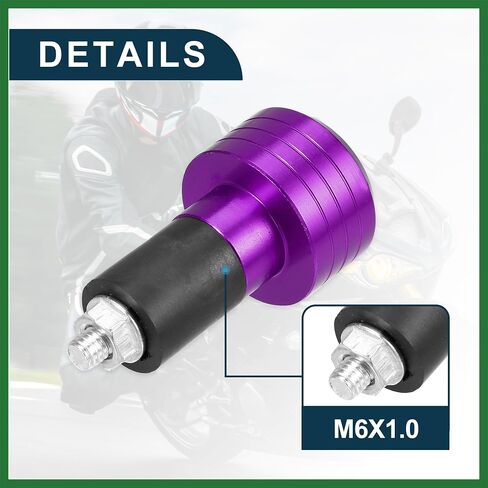Motoforti Motorcycle Handlebar End Plug Aluminum Alloy 7/8" 22mm 30mm OD Fashionable | Front Handle Bar Grips Cap Gear Balanced Plug Purple 2 Pcs Long-lasting in Saudi Arabia