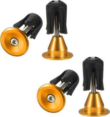HARFINGTON 2 Pair Bike Handlebar End Plugs Aluminum Alloy Bar End Caps Expanding Locking Handlebar End Plugs for Most Bike MTB Road BMX Fixed Gear Bike, Gold in Saudi Arabia