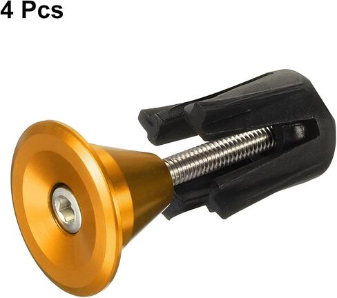 HARFINGTON 2 Pair Bike Handlebar End Plugs Aluminum Alloy Bar End Caps Expanding Locking Handlebar End Plugs for Most Bike MTB Road BMX Fixed Gear Bike, Gold in Saudi Arabia
