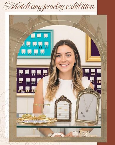 5pcs Gold Vintage Jewelry Display Set for Selling 1 Velvet Jewelry Frame 1 Ring Holder 1 Mirror Tray 2 Earring Stands Necklace Organizer Photography Props for Gifts Wedding Decor Women in Saudi Arabia
