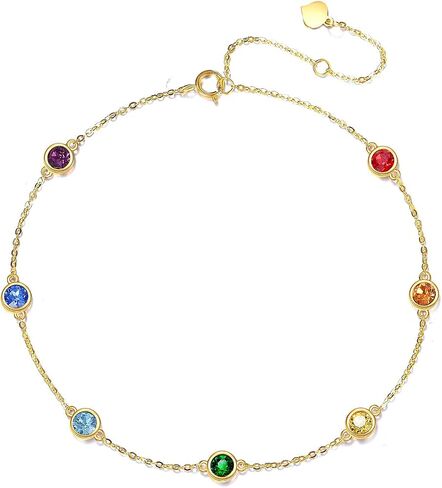 DOVRAN 14K Solid Gold Chakra Anklet for Women Crystal Ankle Bracelet Real Gold Jewelry Gift Birthday in Saudi Arabia
