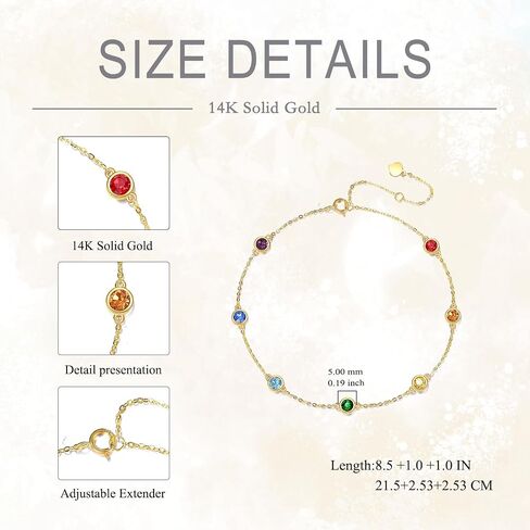DOVRAN 14K Solid Gold Chakra Anklet for Women Crystal Ankle Bracelet Real Gold Jewelry Gift Birthday in Saudi Arabia