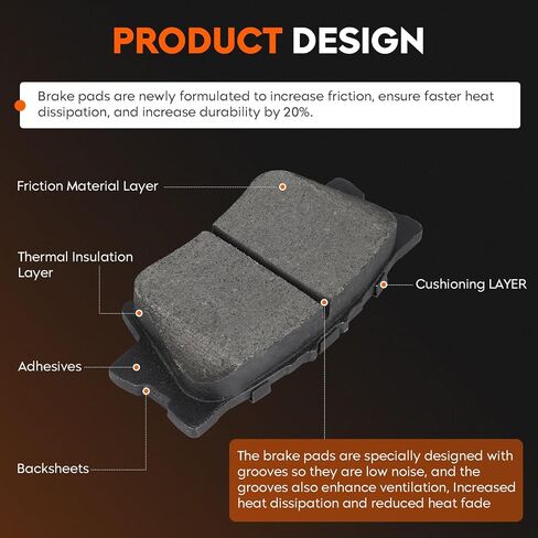 Front & Rear Ceramic Brake Pads Set for Toyota RAV4 2006-2012 2.4L (Exc. 3rd Rows Seats), for RAV4 2013-2018 Only 2.5L LE, for Lexus HS250h 8PCS in Saudi Arabia