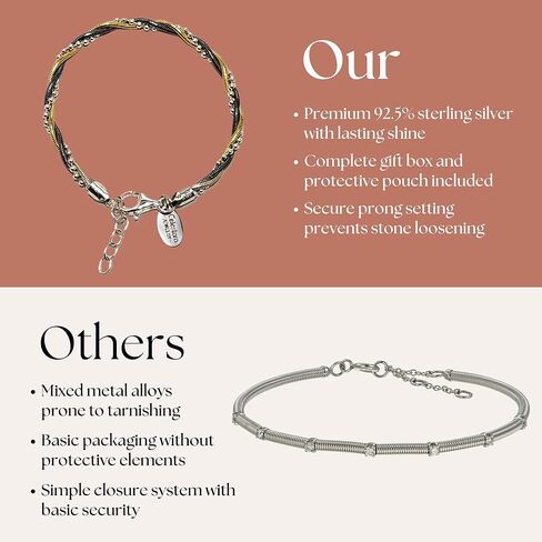 925 سلسلة الفضة الاسترليني ، المجوهرات الإيطالية المصنوعة مع لهجة ذهبية (تضمنت صندوق هدايا جلدية فاخرة) in Kuwait