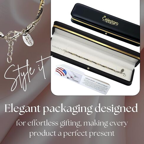 925 سلسلة الفضة الاسترليني ، المجوهرات الإيطالية المصنوعة مع لهجة ذهبية (تضمنت صندوق هدايا جلدية فاخرة) in Kuwait