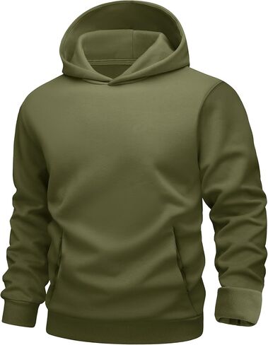 MAGCOMSEN Men's Fleece Lined Hoodies Fashion Casual Athletic Hoody Pullover Plain Sweatshirts with Kangaroo Pocket in Saudi Arabia