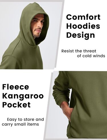 MAGCOMSEN Men's Fleece Lined Hoodies Fashion Casual Athletic Hoody Pullover Plain Sweatshirts with Kangaroo Pocket in Saudi Arabia