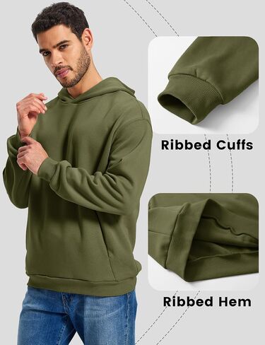 MAGCOMSEN Men's Fleece Lined Hoodies Fashion Casual Athletic Hoody Pullover Plain Sweatshirts with Kangaroo Pocket in Saudi Arabia
