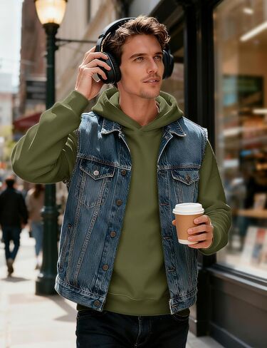 MAGCOMSEN Men's Fleece Lined Hoodies Fashion Casual Athletic Hoody Pullover Plain Sweatshirts with Kangaroo Pocket in Saudi Arabia
