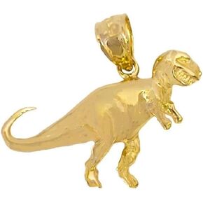 14k Yellow Gold T-Rex Dinosaur Pendant, Made in USA in Kuwait
